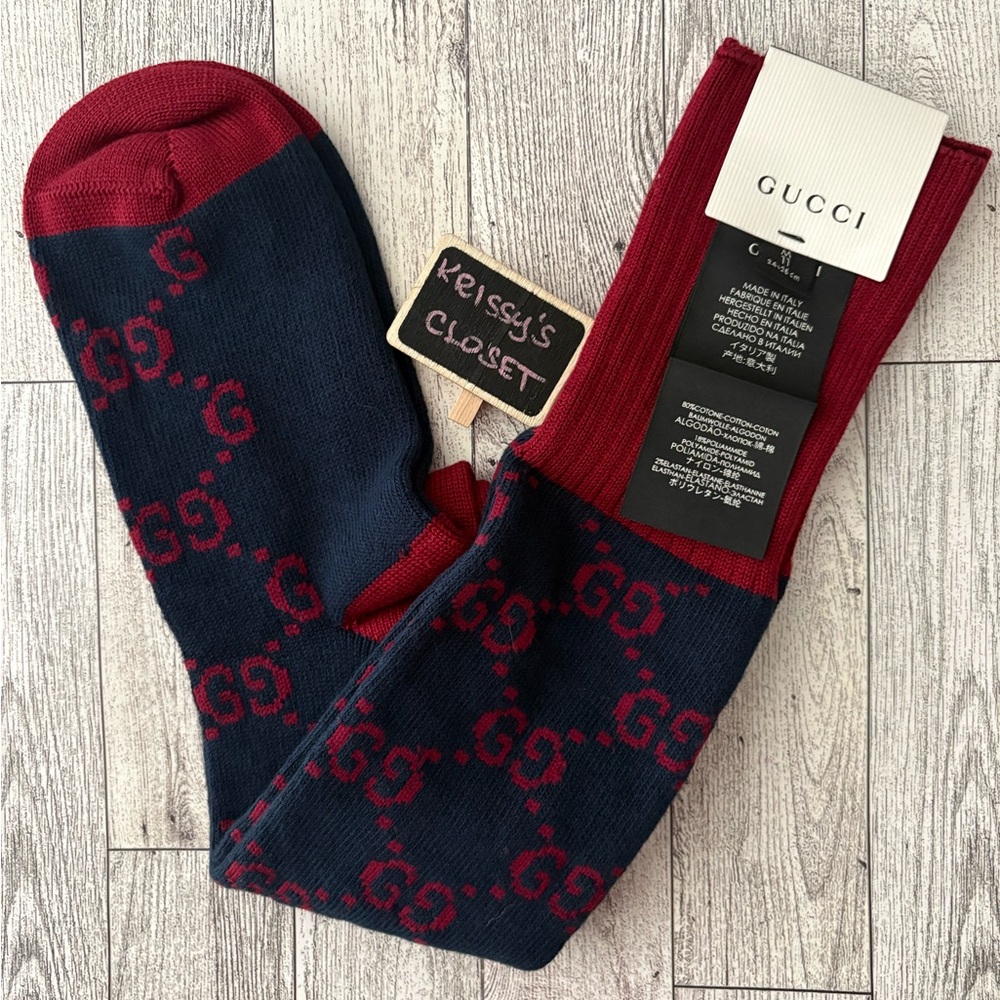 💯 Authentic NWT Gucci Ribbed Stretch Cotton-Blend Socks M 24-26cm 7-9